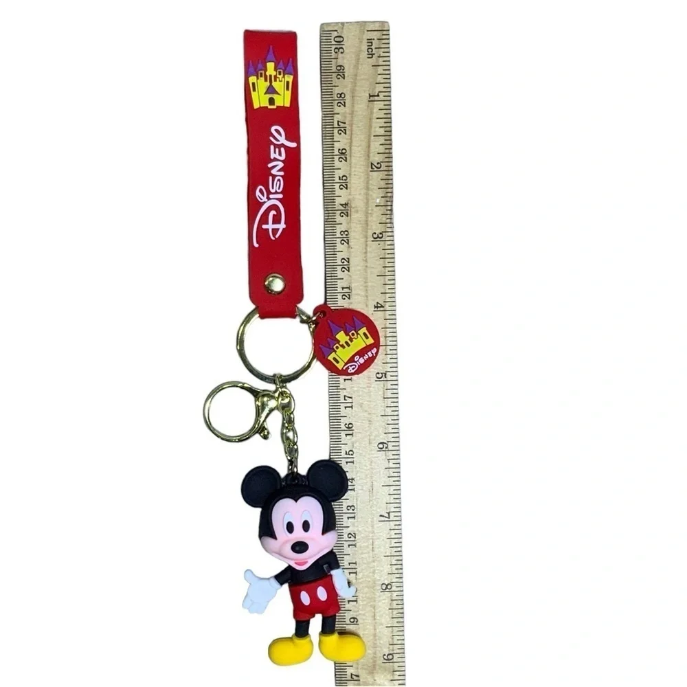 Keychain Mickey Mouse Disney 3D Character Key Ring Wrist Lanyard Pendant Bag